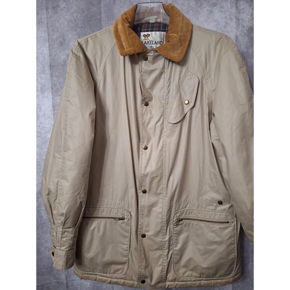 Vintage Lakeland Chore Jacket Barn Coat Womens Sz 40 Large Nylon Corduroy Collar - Picture 2 of 16